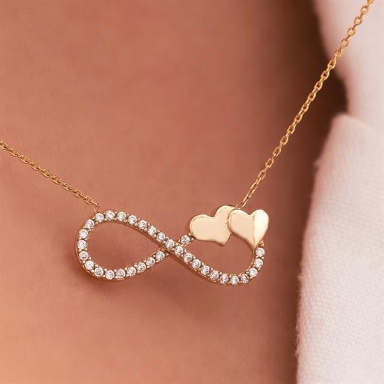 Sonsuzluk Ve Kalp 14 Ayar Altın Kolye