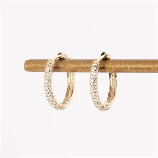 Spor Taşlı 14 Ayar Altın Halka Küpe 2 Cm