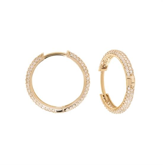 Spor Taşlı 14 Ayar Altın Halka Küpe 2 Cm