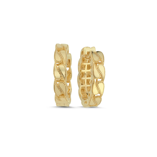 Su Damlası Halka Küpe 14 Ayar Altın