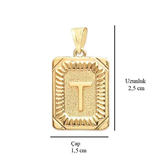 T Harfi 14 Ayar Altın Kolye Ucu