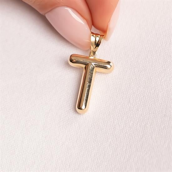 T Harfi Balon Model 14 Ayar Altın Kolye Ucu