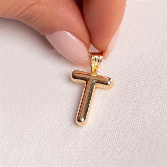 T Harfi Balon Model 14 Ayar Altın Kolye Ucu