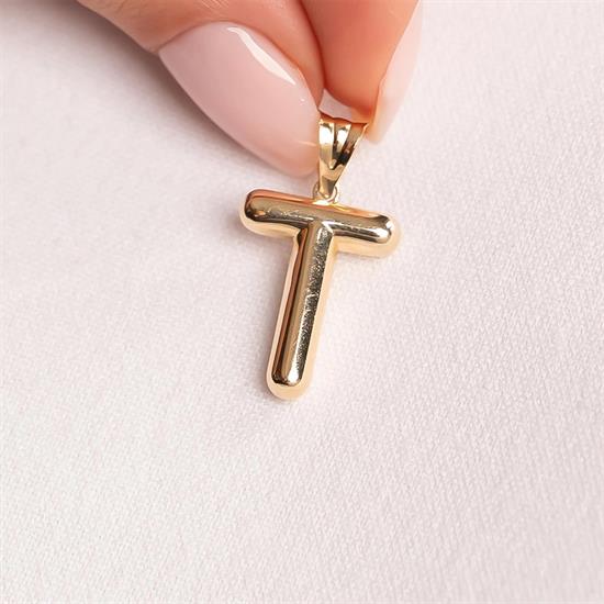 T Harfi Balon Model 14 Ayar Kolye Ucu