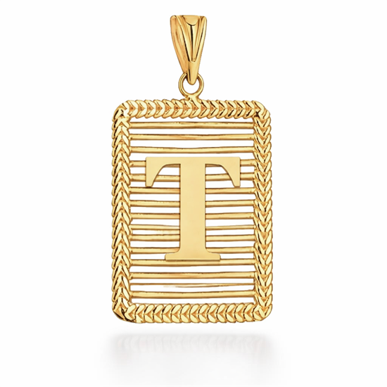 T Harfi Izgara Model 14 Ayar Kolye Ucu