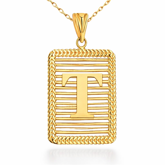 T Harfi Izgara Model 14 Ayar Kolye Ucu