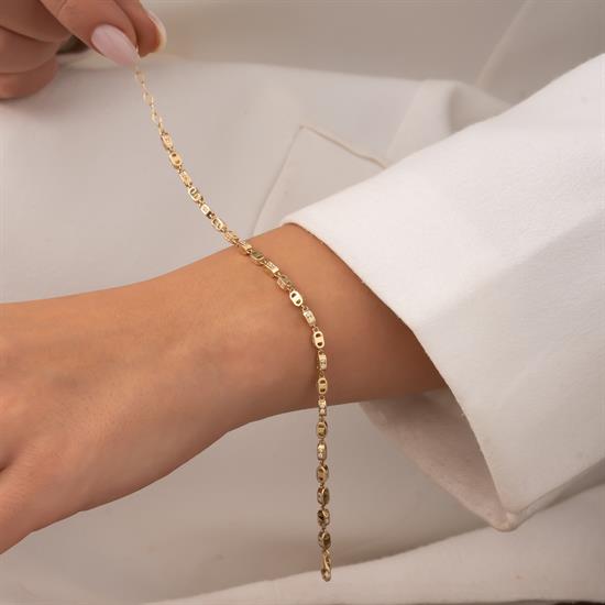 Taş Detaylı 14 Ayar Altın Bileklik