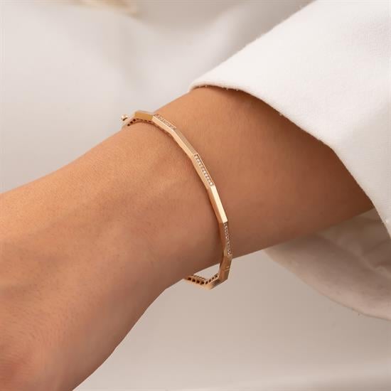 Taş Detaylı 14 Ayar Altın Kelepçe