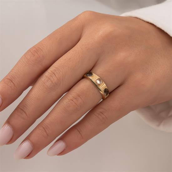 Taş Detaylı 14 Ayar Altın Yüzük