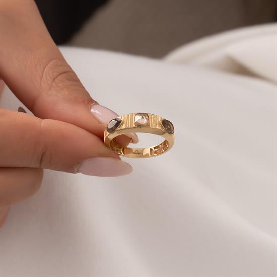 Taş Detaylı 14 Ayar Altın Yüzük