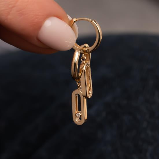 Taş Detaylı 14 Ayar Sallantılı Küpe 2,5 cm