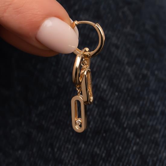 Taş Detaylı 14 Ayar Sallantılı Küpe 2,5 cm