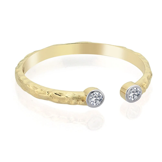 İki Taşlı Ahenk Detaylı Altın Yüzük