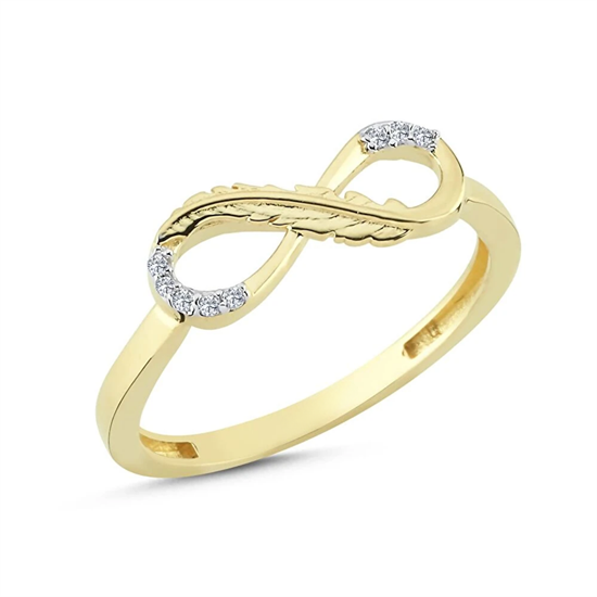 Yaprak Detaylı Sonsuzluk Tasarım Altın Yüzük