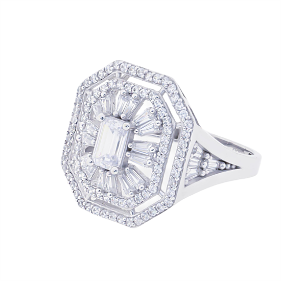 Tasarım Beyaz Baget 14 Ayar Altın Yüzük