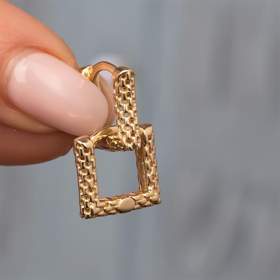 Tasarım Kare Küpe 14 Ayar Altın