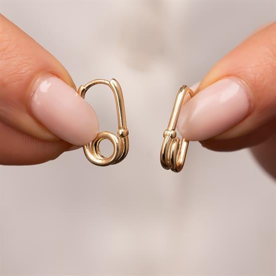 Tasarım Küpe 1.5 Cm 14 Ayar Altın