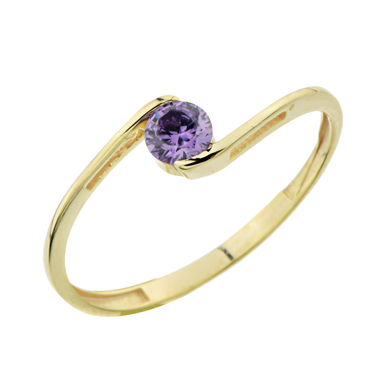 Tasarım Mor Taşlı 14 Ayar Altın Yüzük