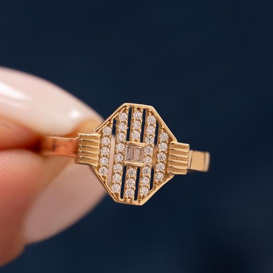 Tasarım Taşlı 14 Ayar Yüzük