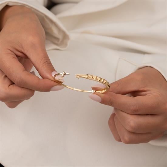 Taşlı 14 Ayar Altın Kelepçe