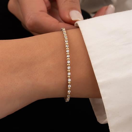 Taşlı 14 Ayar Altın Kelepçe