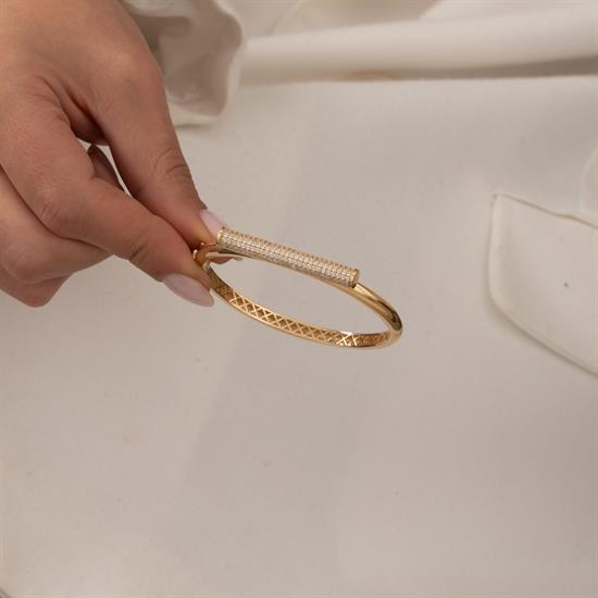 Taşlı Kelepçe 14 Ayar Altın