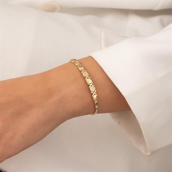 Taşlı 14 Ayar Altın Kelepçe