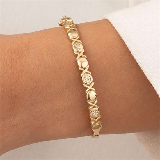 Taşlı 14 Ayar Altın Kelepçe