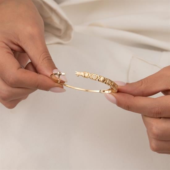 Taşlı 14 Ayar Altın Kelepçe