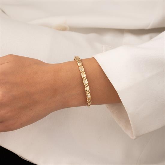 Taşlı 14 Ayar Altın Kelepçe