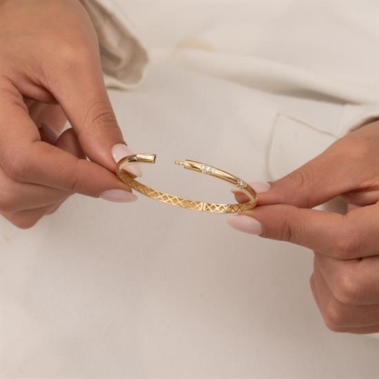 Taşlı 14 Ayar Altın Kelepçe