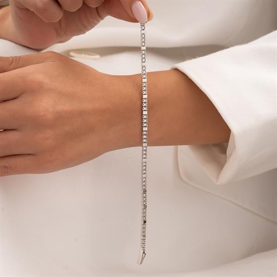 Taşlı 14 Ayar Beyaz Altın Bileklik