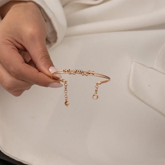 Taşlı 14 Ayar Rose Altın Kelepçe