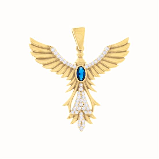 Taşlı Anka Kuşu 14 Ayar Kolye Ucu