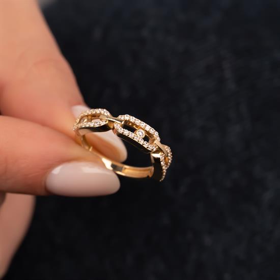 Taşlı Ataç Model 14 Ayar Altın Yüzük