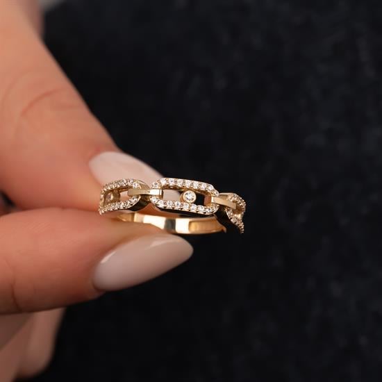 Taşlı Ataç Model 14 Ayar Altın Yüzük