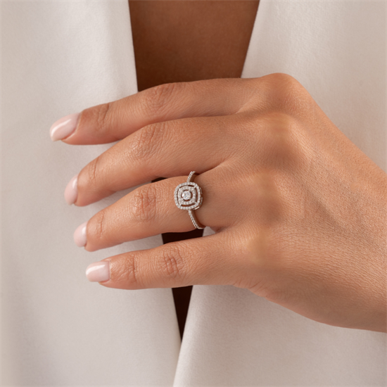 Taşlı Baget 14 Ayar Altın Yüzük