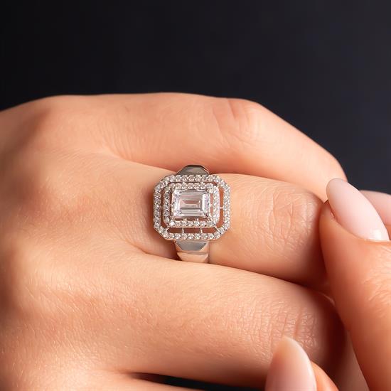 Taşlı Baget 14 Ayar Altın Yüzük