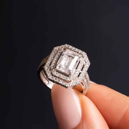 Taşlı Baget 14 Ayar Altın Yüzük