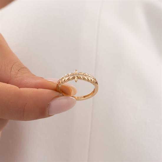 Taşlı Başak Model 14 Ayar Altın Yüzük