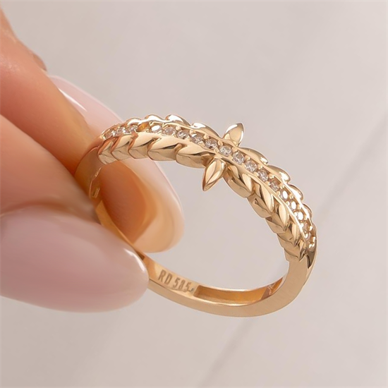 Taşlı Başak Model 14 Ayar Altın Yüzük