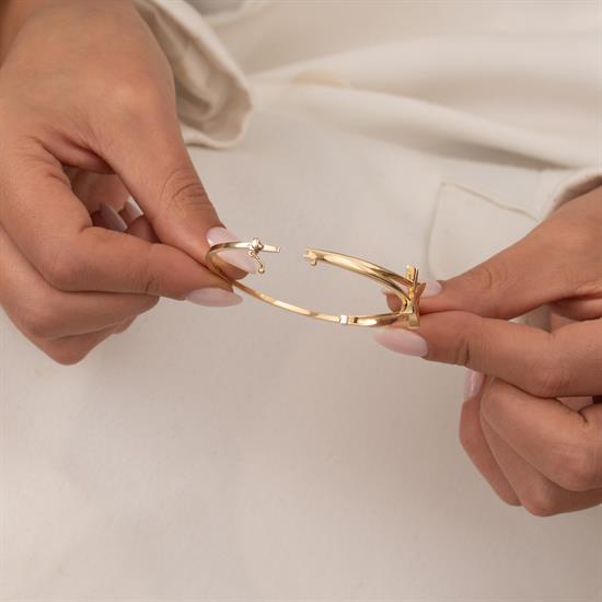 Taşlı Çiçek 14 Ayar Altın Kelepçe