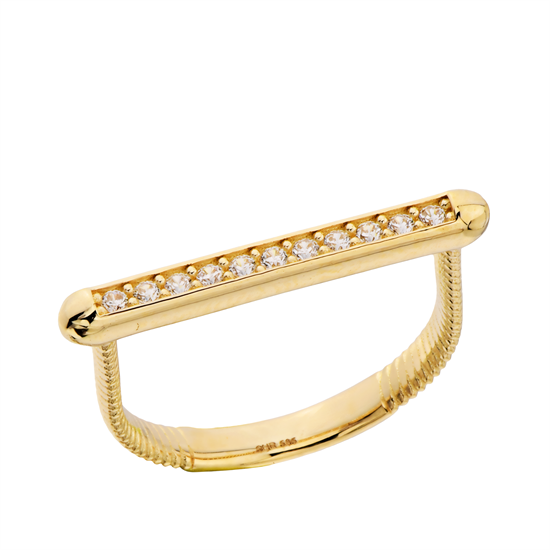 Taşlı Çizgi 14 Ayar Altın Yüzük