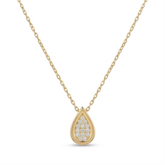 Taşlı Damla 14 Ayar Altın Kolye