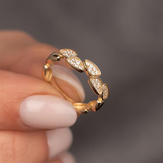 Taşlı Damla Model 14 Ayar Altın Yüzük