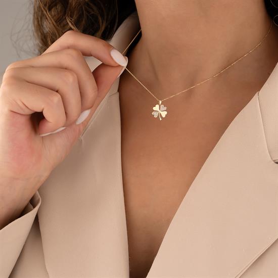 Taşlı Deniz Yıldızı 14 Ayar Altın Kolye