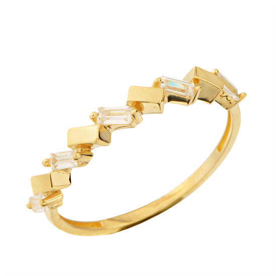 Taşlı Dikdörtgen Model 14 Ayar Altın Yüzük