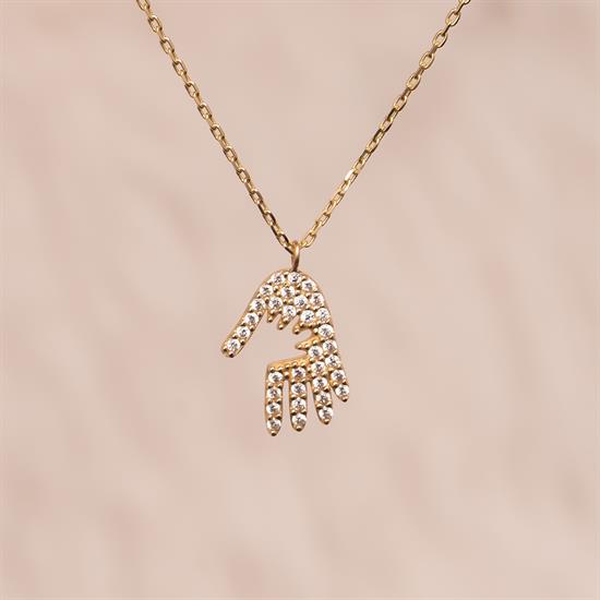 Taşlı El 14 Ayar Altın Kolye