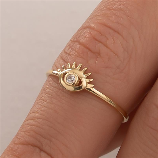 Taşlı Göz 14 Ayar Altın Yüzük