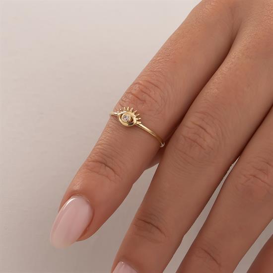 Taşlı Göz 14 Ayar Altın Yüzük